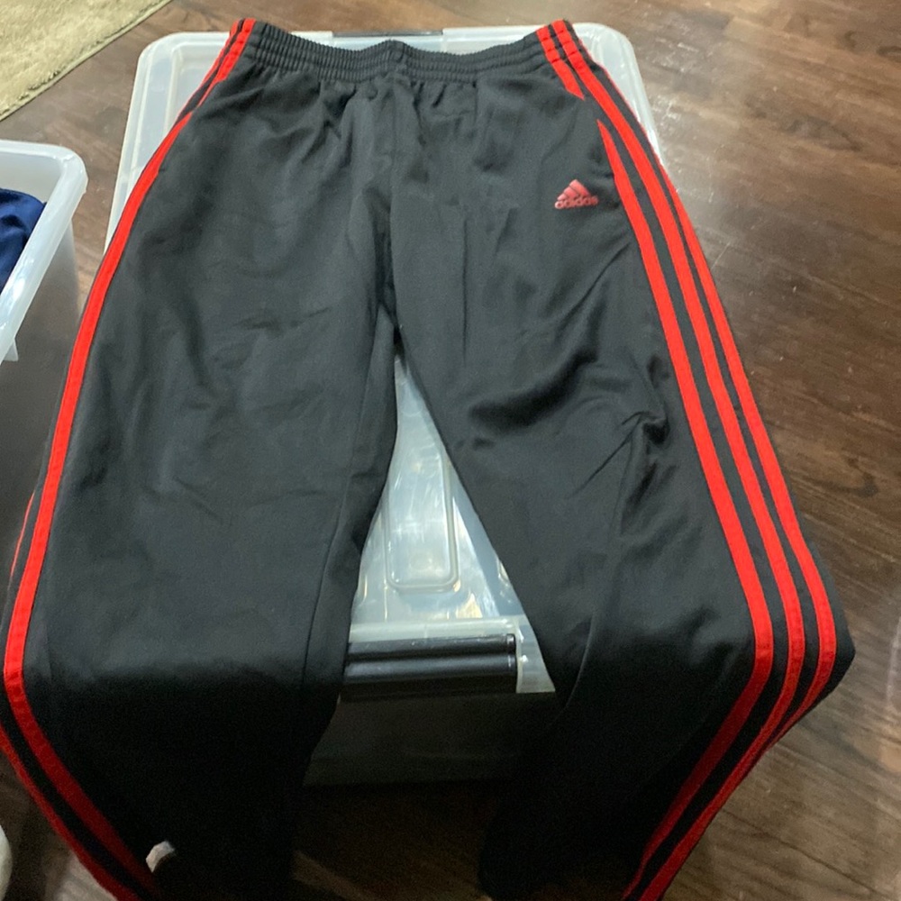 Adidas pants size 10-12 black and red